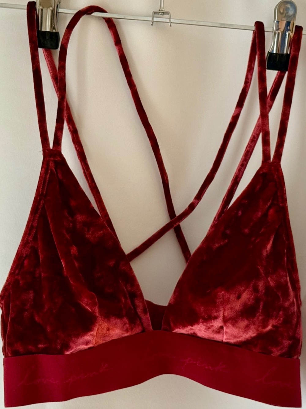 Women’s Victoria’s Secret PINK velvet velour bra Red XS